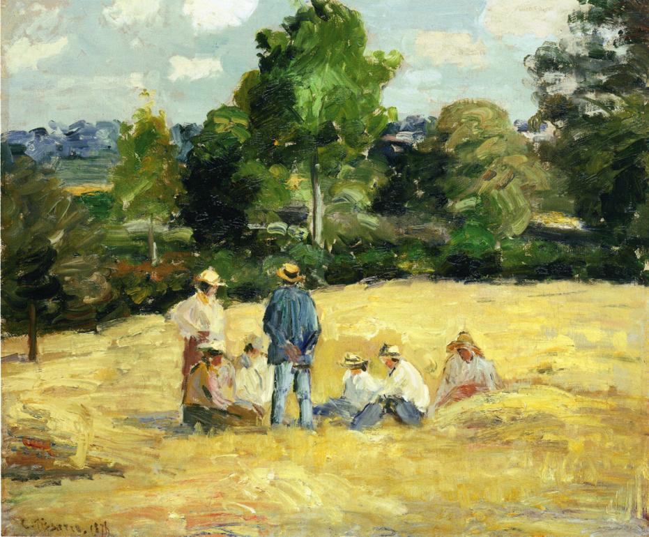 Resting Harvesters, Montfoucault - Camille Pissarro Paintings